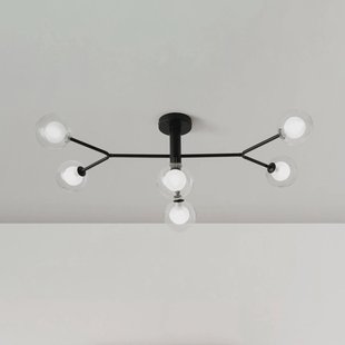 miloox by Sforzin Cosmo plafondlamp, 6-lamps, zwart/helder, glas