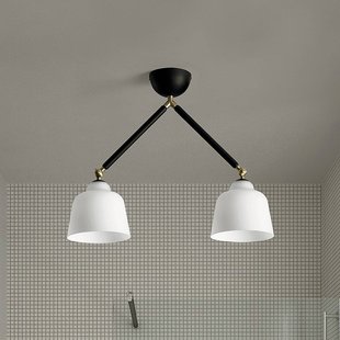 miloox by Sforzin Neoretro plafondlamp, 2-lamps, zwart/milky, voegen