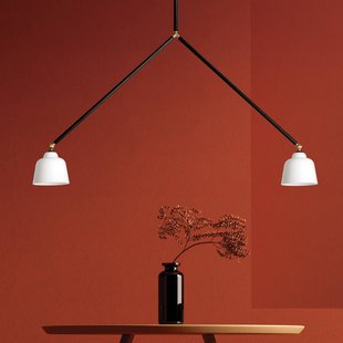 miloox by Sforzin Neoretro hanglamp, 2-lamps, zwart/melkachtig, gewrichten
