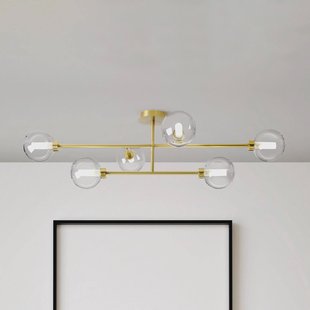 miloox by Sforzin Plafondlamp Dom, 6-lamps, helder/goud, glas