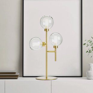 miloox by Sforzin Dom tafellamp, 3-lamps, helder/goud, hoogte 55 cm, glas
