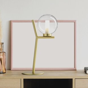 miloox by Sforzin Camely tafellamp, 1-lamp, geborsteld goud/helder, glas