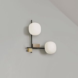 miloox by Sforzin Lingotto wandlamp, 2-lamps, wit/goud/zwart, glas