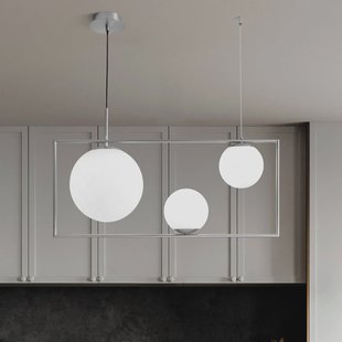 miloox by Sforzin Buble hanglamp, staalkleurig, 3-lamps, glas