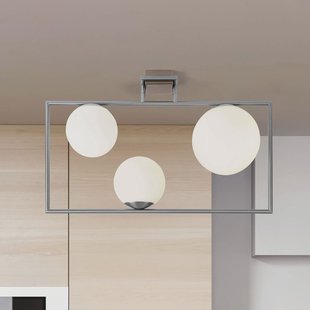 miloox by Sforzin Buble plafondlamp, staalkleurig, 3-lamps, glas
