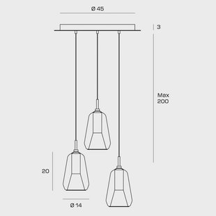 miloox by Sforzin Hanglamp X-Ray brons/goudkleurig 3-lamps rond glas