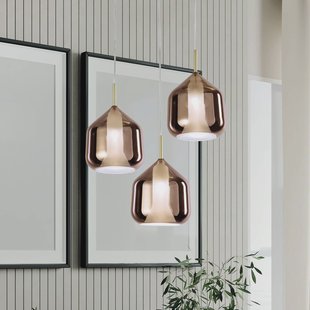 miloox by Sforzin Hanglamp X-Ray koper/goudkleurig 3-lamps rond glas