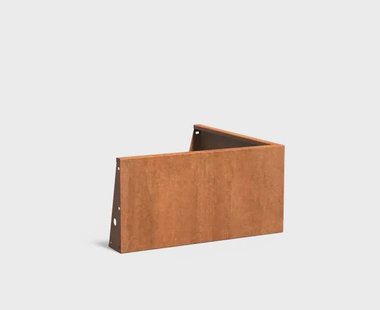 Keerwand cortenstaal buitenhoek 100x100x50cm.