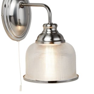 Searchlight Bistro II - wandverlichting met trekschakelaar - 15 x 25 cm - satijn zilver