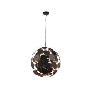 Searchlight Discus - hanglamp - Ø 54 x 130 cm - zwart en goud