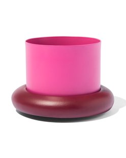 HEMA Bloempot Ø10x6.5cm Metaal Met Schotel Roze-bordeaux (felroze) HEMA Bloempot Ø10x6.5cm Metaal Met Schotel Roze-bordeaux (felroze)