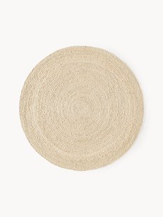 Rond juten vloerkleed Sharmila, handgemaakt
