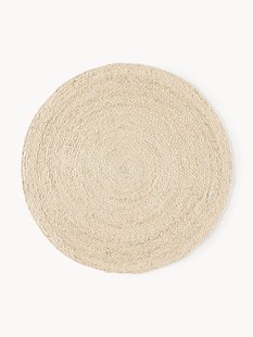 Rond juten vloerkleed Sharmila, handgemaakt