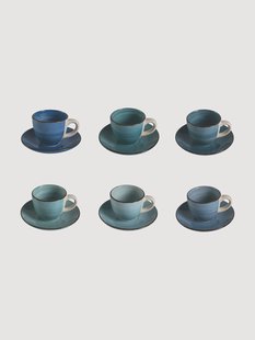 Espressokopjes Baita Acqua met schoteltjes, set van 6