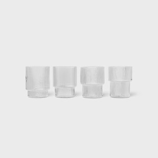 ferm LIVING Glas Ripple, helder, 200 ml, mondgeblazen, set van 4