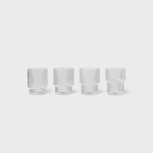 ferm LIVING Glas Ripple Small, helder, 60 ml, glas, set van 4