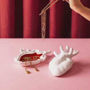 SELETTI Love in Bloom Liefde in een doosje, wit, porselein, fluweel