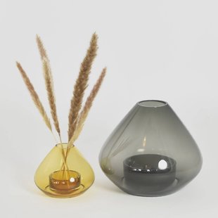 AYTM Lantaarn Uno, vaas, barnsteen, Ø 14 cm, hoogte 11 cm, glas