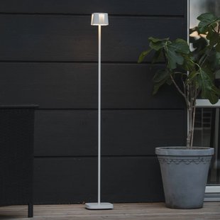 Konstsmide Mooie LED vloerlamp, wit, aluminium, IP54, dimmer, CCT