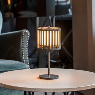 Konstsmide LED tafellamp Bottle, zwart, aluminium, IP54, dimmer, CCT