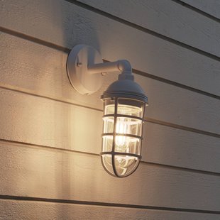 Konstsmide Olbia buitenwandlamp, wit, aluminium, hoogte 33 cm