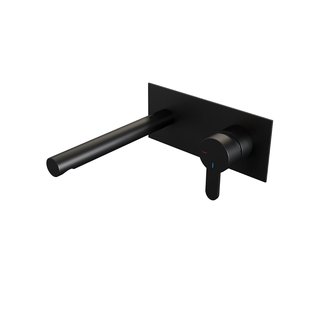 Inbouw Wastafelmengkraan Brauer Black Edition Coldstart Rechte Uitloop Korte Platte Hendel Rechts Mat Zwart Met Afdekplaat