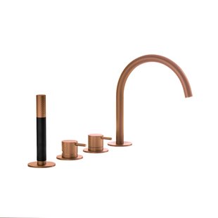 Inbouw Badrandcombinatie Hotbath Cobber Met Uitloop en 2-weg Omstel Geborsteld Koper (incl. Handdouche) Living Colours