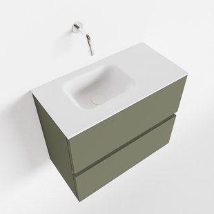 MONDIAZ ADA 60cm toiletmeubel army. LEX wastafel talc links zonder kraangat