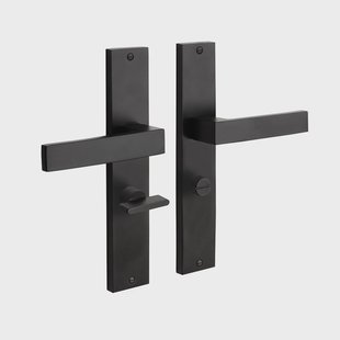 Mooi Deurbeslag Deurklink Lusso 57/8mm wc, geveerd met schild mat zwart