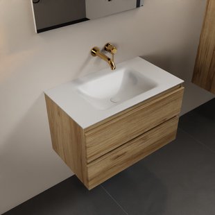 MONDIAZ AIVY 80cm badmeubel Chai, wastafel Talc solid surface midden zonder kraangat (AI-351171TALC-NO - AI-M80CHMI)