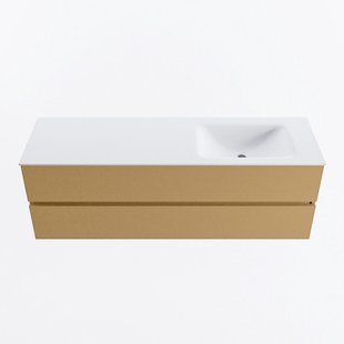 MONDIAZ VICA 150cm badmeubel onderkast Oro 2 lades. Wastafel CLOUD rechts zonder kraangat, kleur Talc.