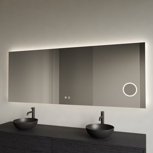 Spiegel Gliss Design Lumin Rechthoekig 180 x 70 cm Incl. Spiegelverwarming, Scheerspiegel en Indirect LED-verlichting Rondom