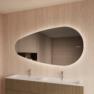 Spiegel Gliss Design Thalia Organisch 180 x 92 cm Incl. Spiegelverwarming en Indirect LED-verlichting Rondom