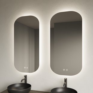 Toilet Spiegel Gliss Design Notus 40x100 cm Verticaal Incl. Spiegelverwarming en Indirect LED-verlichting Rondom