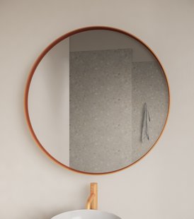 Spiegel Gliss Design Asteri Zonder LED Verlichting 80 cm Met Rand Rosé Koper