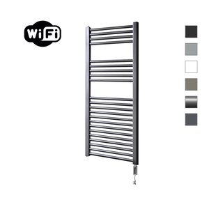 Elektrische Radiator Sanicare HWV Met Wifi 111,8x45 cm Gunmetal 596W Met Thermostaat Chroom Rechtsonder