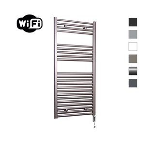 Elektrische Radiator Sanicare HWV Met Wifi 111,8x45 cm Inox Look 596W Met Thermostaat Chroom Rechtsonder