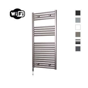 Elektrische Radiator Sanicare HWV Met Wifi 111,8x45 cm Inox Look 596W Met Thermostaat Chroom Linksonder
