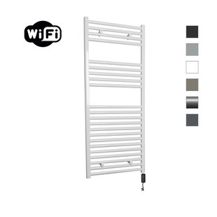 Elektrische Radiator Sanicare HWV Met Wifi 111,8x45 cm Wit 596W Met Thermostaat Zwart Rechtsonder