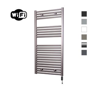 Elektrische Radiator Sanicare HWV Met Wifi 111,8x45 cm Inox Look 596W Met Thermostaat Zwart Rechtsonder