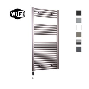 Elektrische Radiator Sanicare HWV Met Wifi 111,8x45 cm Inox Look 596W Met Thermostaat Zwart Linksonder