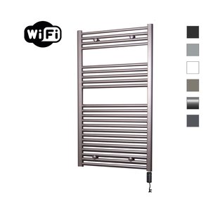 Elektrische Radiator Sanicare HWV Met Wifi 111,8x60 cm Inox Look 730W Met Thermostaat Zwart Rechtsonder