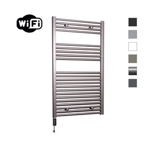 Elektrische Radiator Sanicare HWV Met Wifi 111,8x60 cm Inox Look 730W Met Thermostaat Zwart Linksonder
