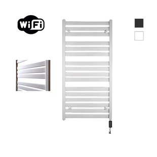 Elektrische Radiator Sanicare HWV - Moda Met Wifi 120x60 cm Mat Wit 876W Met Thermostaat Zwart Rechtsonder
