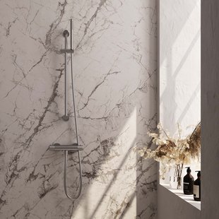 Douchekraan Opbouw Brauer Carving Met Glijstang Geborsteld RVS (Keuze Handdouche)