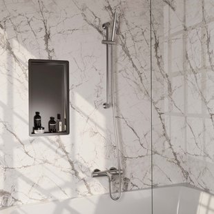 Opbouwset Bad- en Douchekraan Brauer Carving Thermostatisch Geborsteld RVS (Alle Opties)