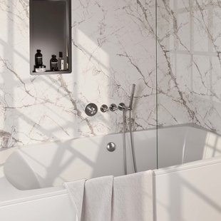 Inbouwthermostaat set Brauer Carving Incl Badafvoer Geborsteld RVS (Keuze Handdouche)