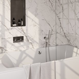 Inbouwthermostaat set Brauer Chrome Edition Met Drukknoppen Incl Baduitloop en Afvoer Chroom (Keuze Handdouche)