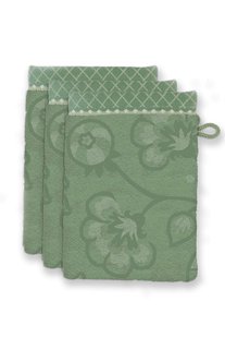 Pip Studio Washandje Set/3 Jasmin Jacquard Groen 16x22cm