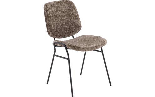 Goossens Eetkamerstoel Hjalmar bruin stof leuning, modern design